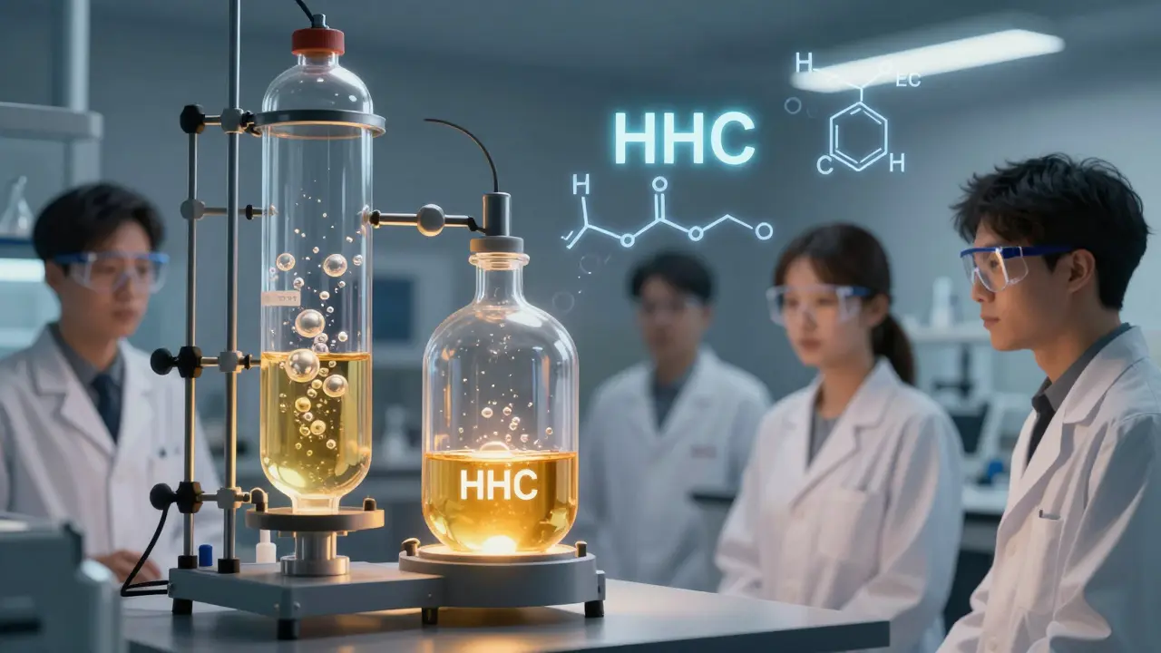 Laboratorní proces hydrogenace CBD na HHC