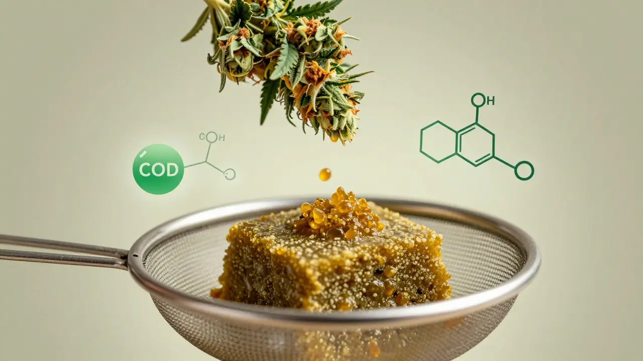 Výroba CBD hashu z trichomů konopí s přehledem extrakčních metod.