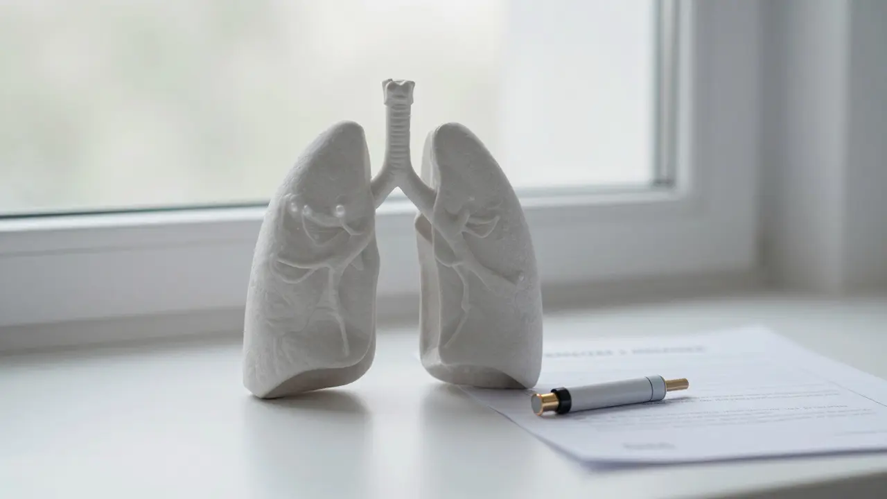 Zdravé plicní tkáně s CBD kartridžem a certifikátem analýzy.