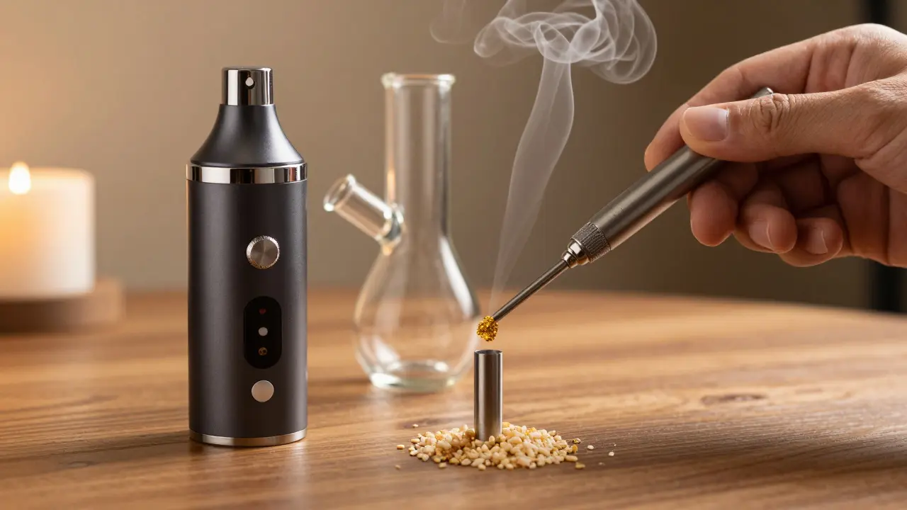 Profesionální dabbing set s malým kouskem CBD shatteru