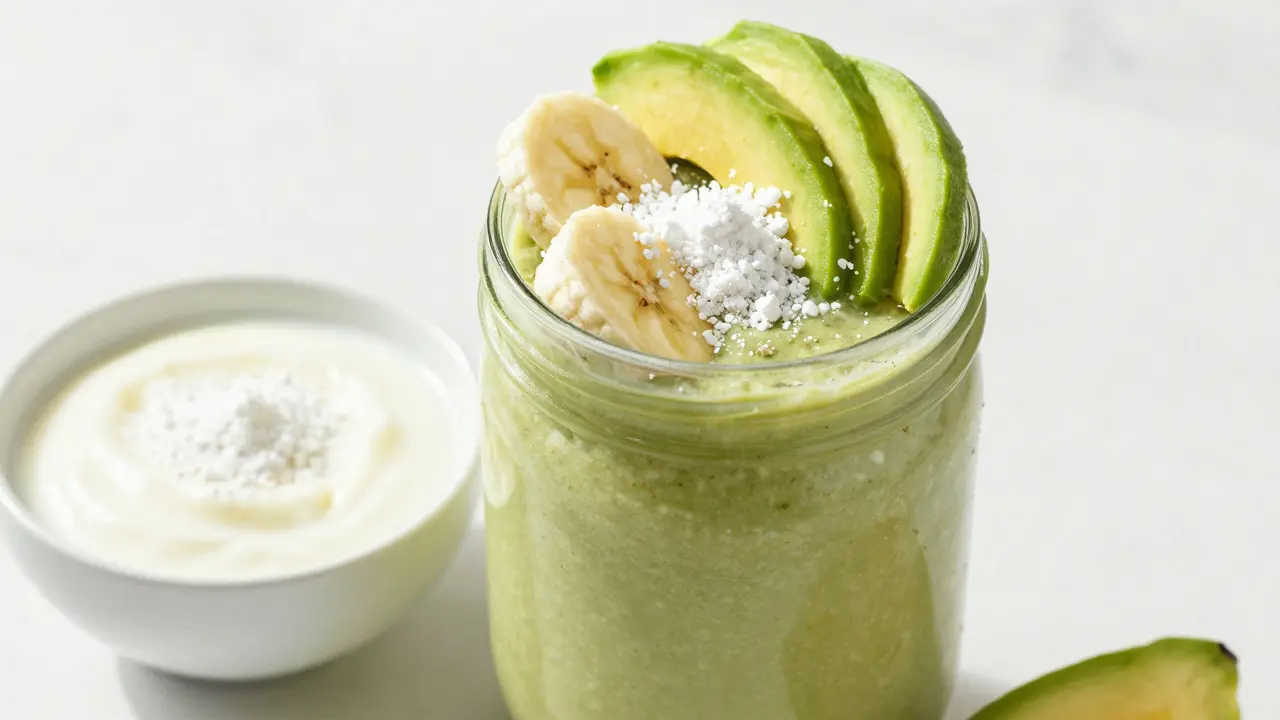 Smoothie s avokádem a přidaným CBD izolátem