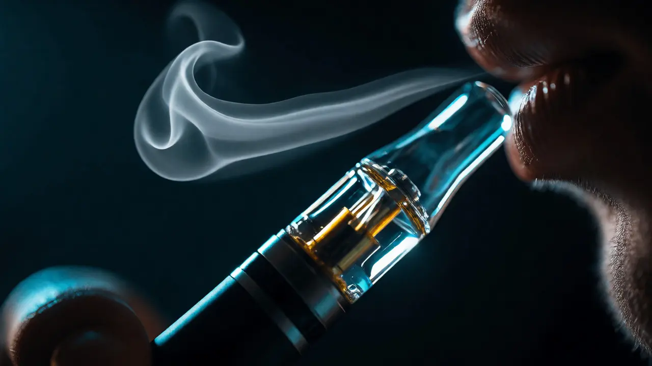 Vaporizace CBD shatteru s viditelnou párou pro rychlou úlevu